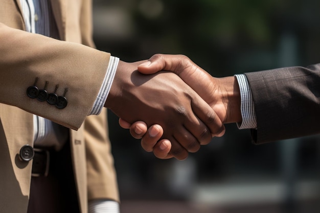 Businessman handshake for teamwork of business merger and acquisition Generative AI