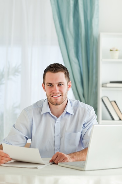 Businessman happy about a letter