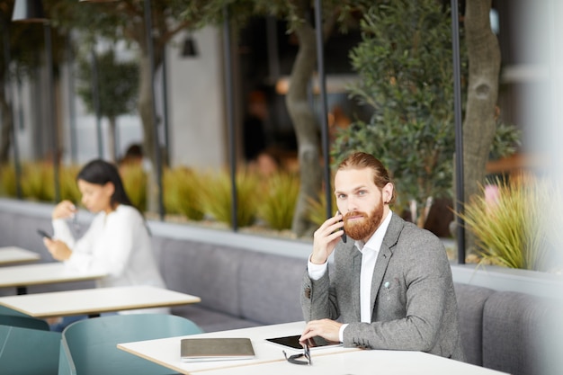 Businessman has a conversation on the phone