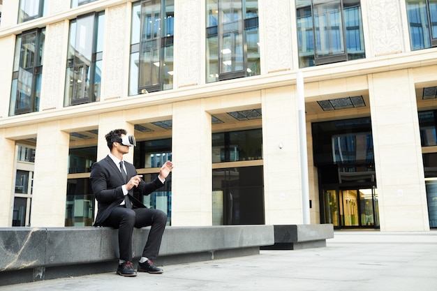 Businessman has a virtual communication