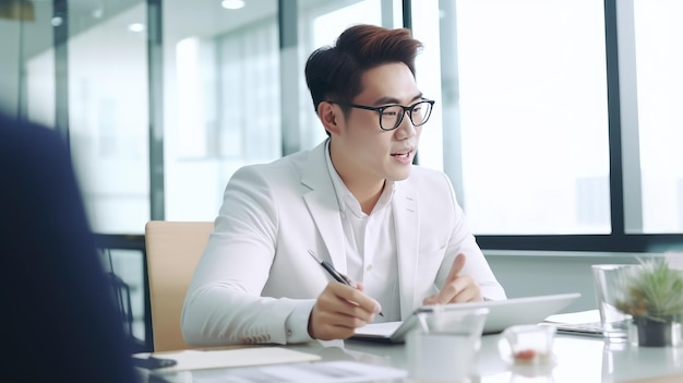 Businessman having a meeting in office generated ai