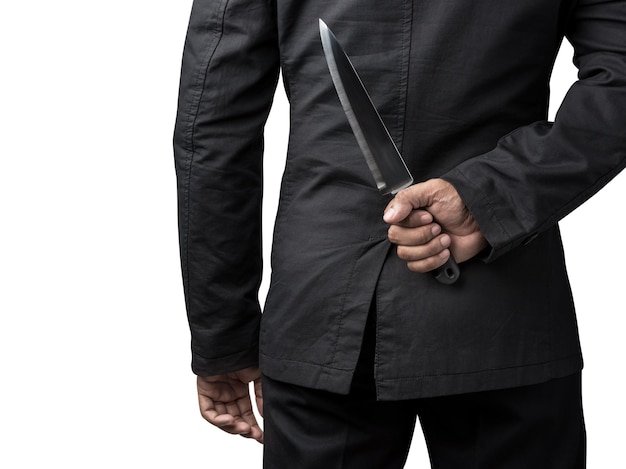 Businessman hold on knife