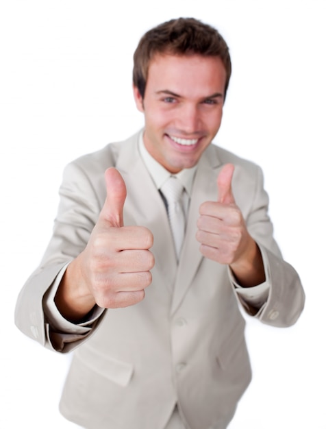 Photo businessman holding a book at the camera