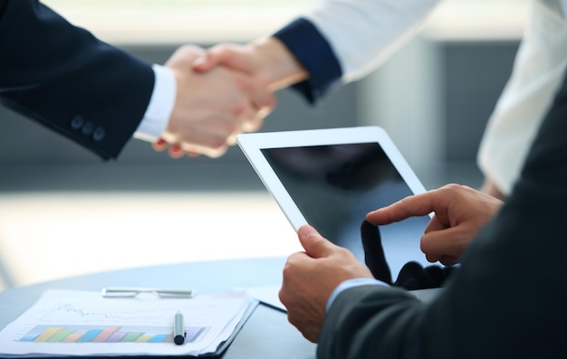 Businessman holding digital tablet