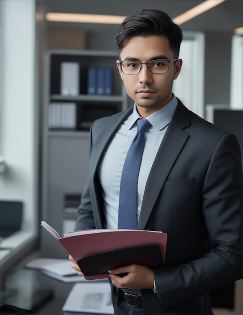 Businessman holding a document folder