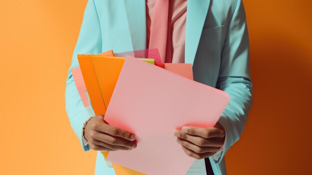 businessman holding papers