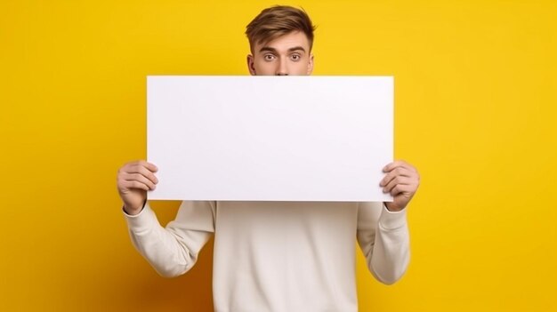 Businessman holding white sign with space to write digital illustration