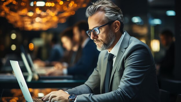 Businessman is using AI through his laptop computer
