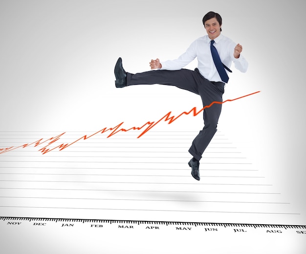Businessman jumping over the curve