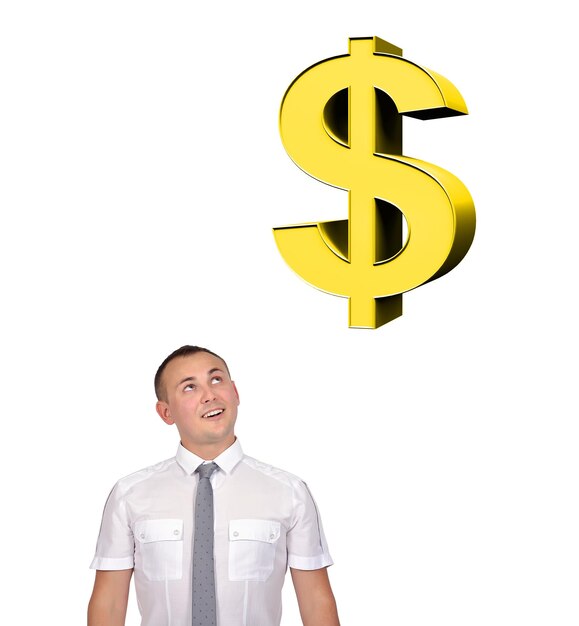 Businessman looking at dollar