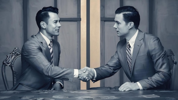 Businessman making handshake with partner