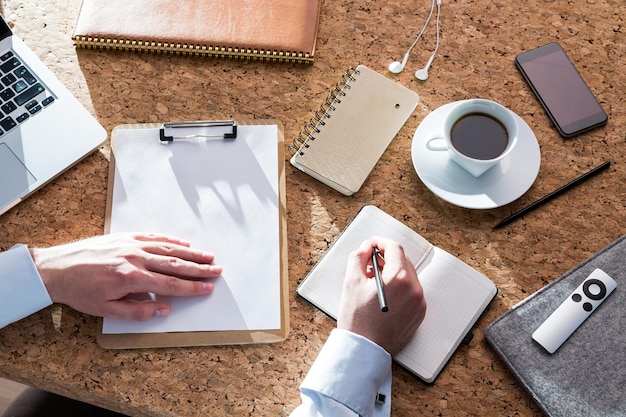 Businessman making notes