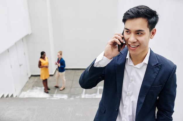 Businessman making phone call