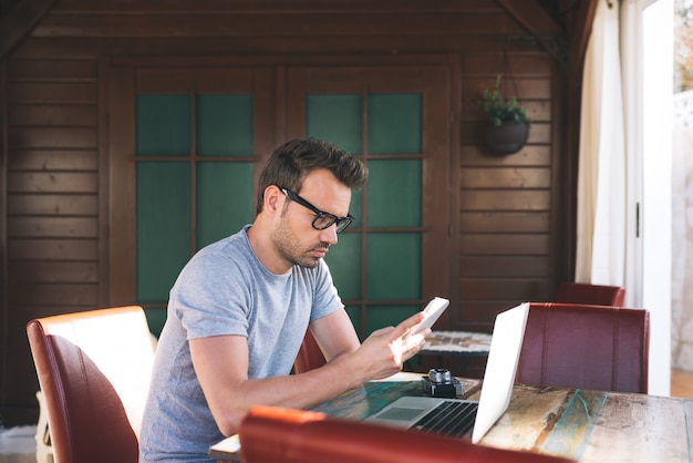 Businessman man working from home