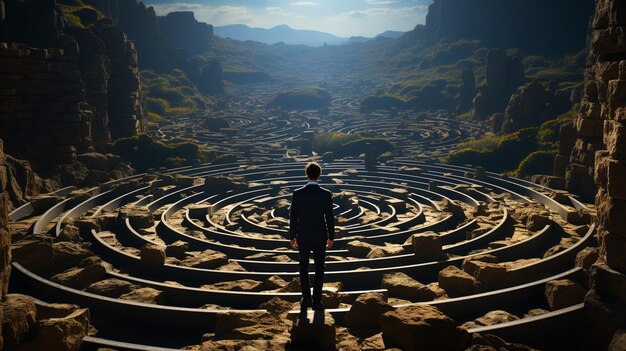 Photo businessman in a maze