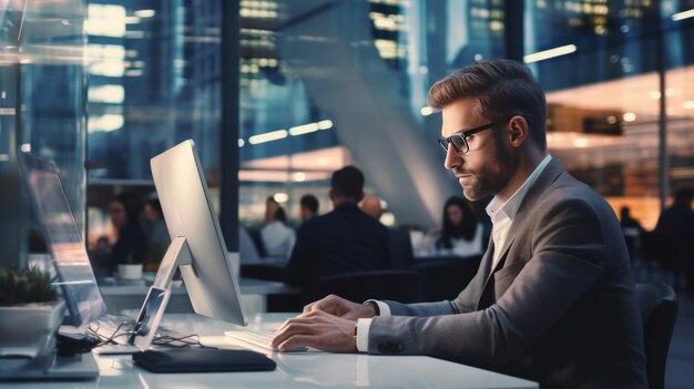 Businessman at modern city office