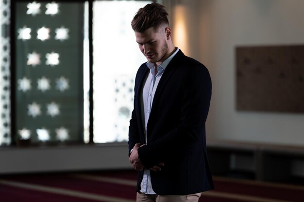 Businessman Muslim Praying in Mosque