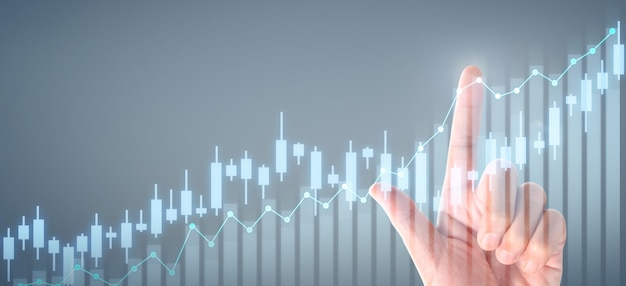 Businessman plan graph growth and increase of chart positive indicators