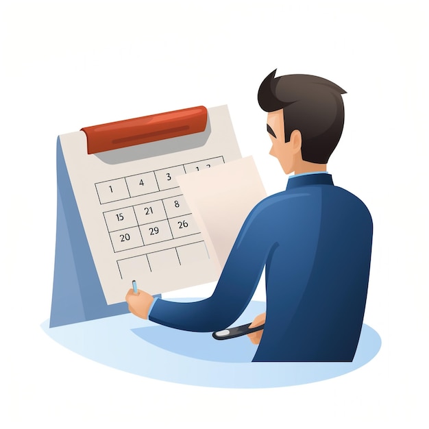 Businessman planning schedule on desk calendar