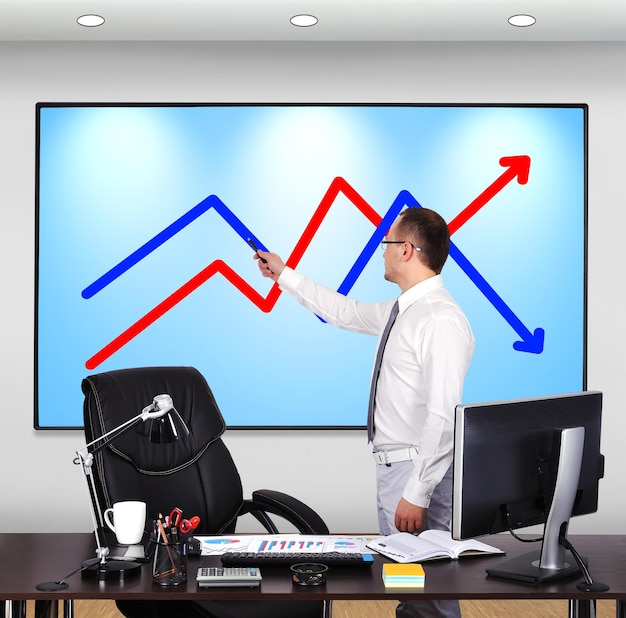 Businessman pointing to chart