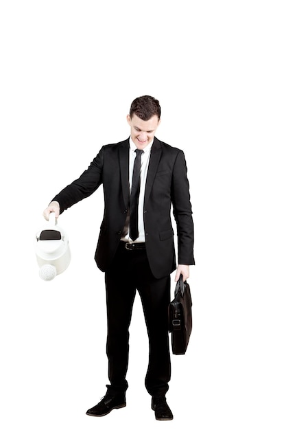 Businessman pouring water from watering can