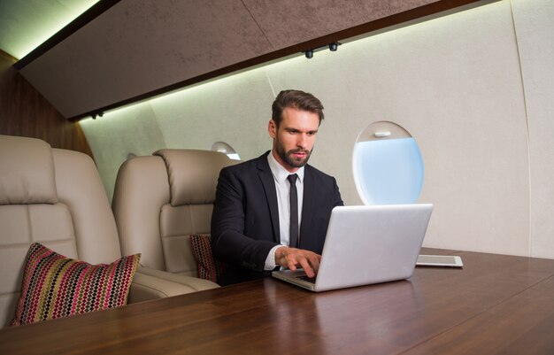 Businessman on private jet