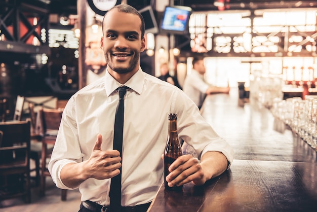 Businessman in pub