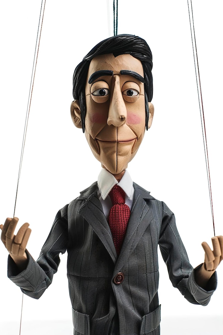 Photo a businessman puppet isolated on white background