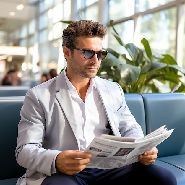 Businessman reading the daily news Generated by AI