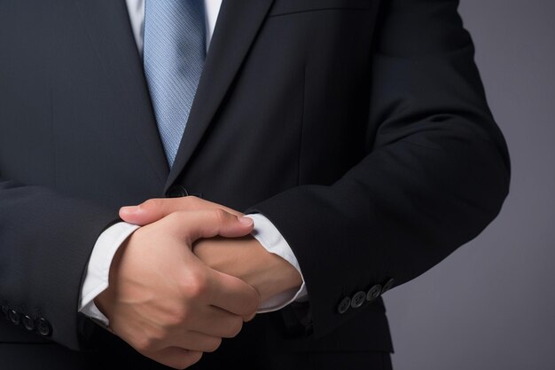 Businessman ready for handshake on white