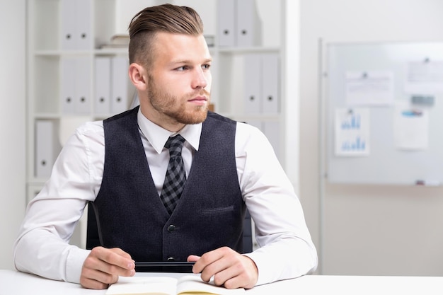 Businessman reflecting