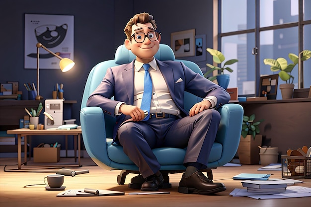 Businessman relaxing 3d character illustration