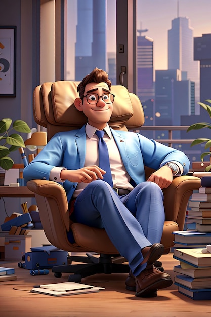 Businessman relaxing 3d character illustration