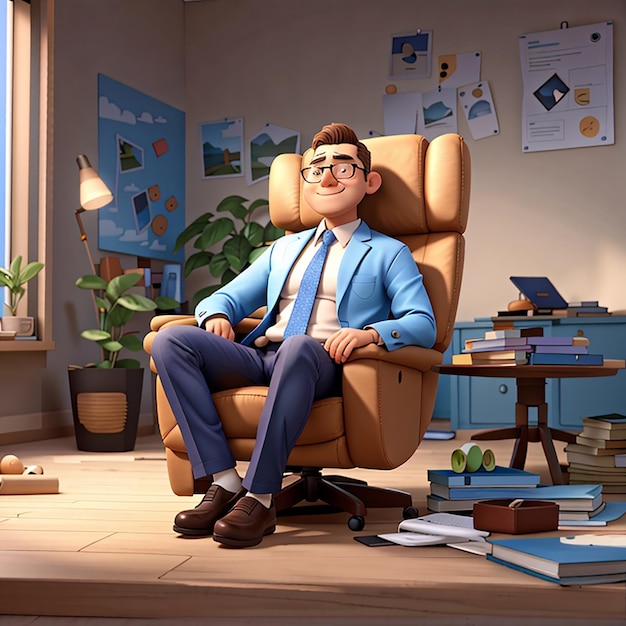 Businessman relaxing 3d character illustration
