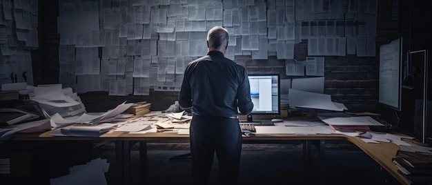 Businessman reviewing a document back view Generative AI