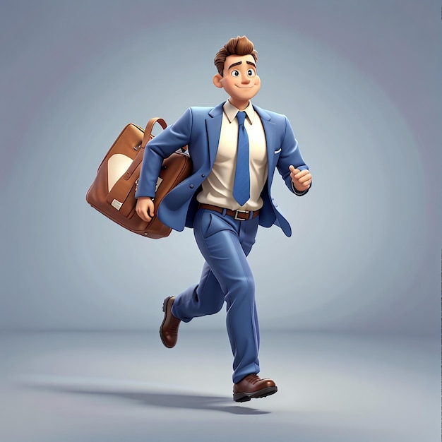 Бизнесмен бегает с сумкой, 3d иллюстрация персонажа