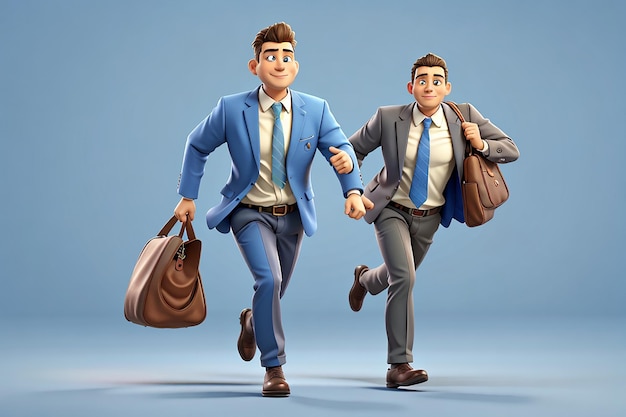 Businessman running carrying bag 3d character illustration