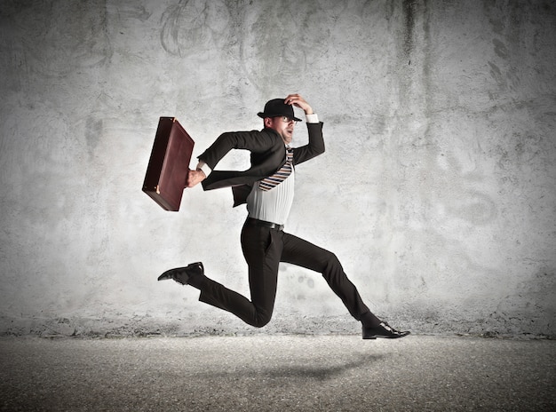 Businessman rushing off to work