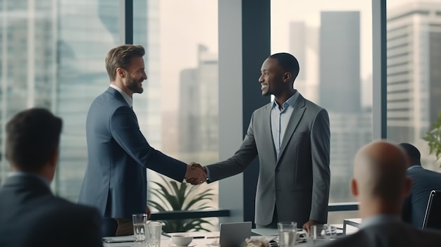 Businessman shaking hand after agreement