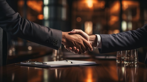 Businessman shaking hands to seal a deal with his partner