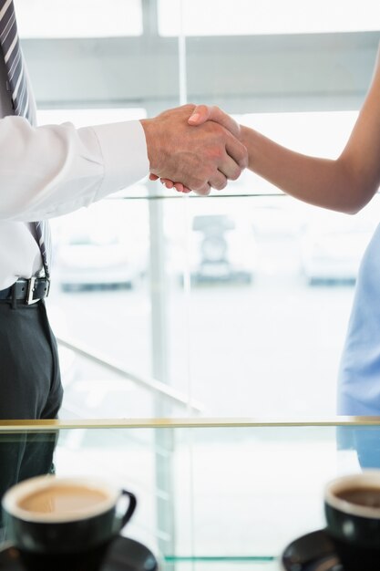 Businessman shaking hands with colleague