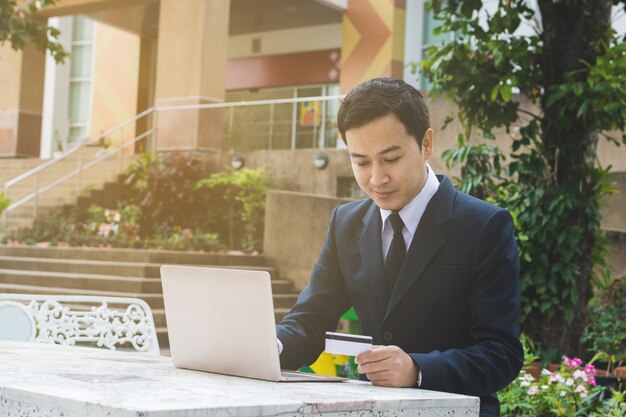 Businessman shopping online