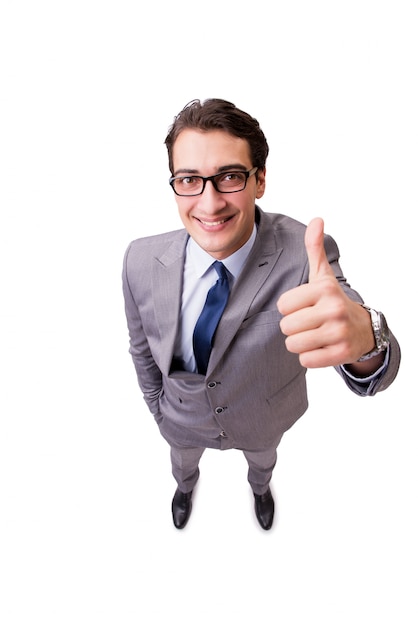 Businessman showing ok gesture isolated