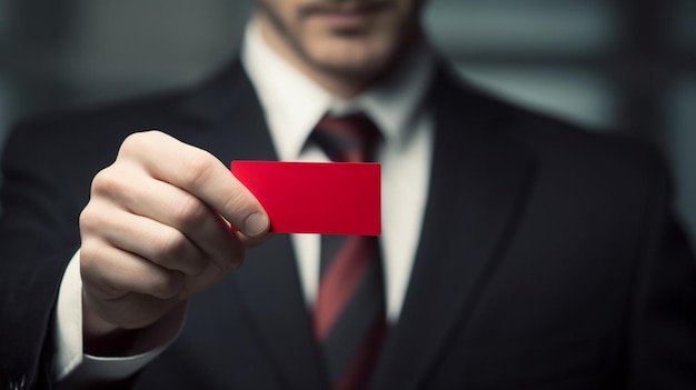 Photo businessman showing red card