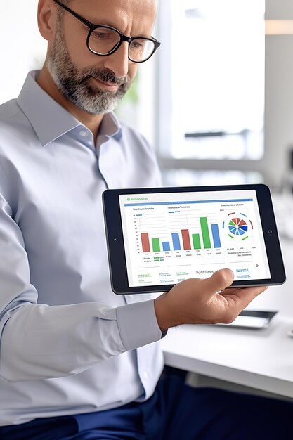 Businessman showing a report in tablet AI Generated