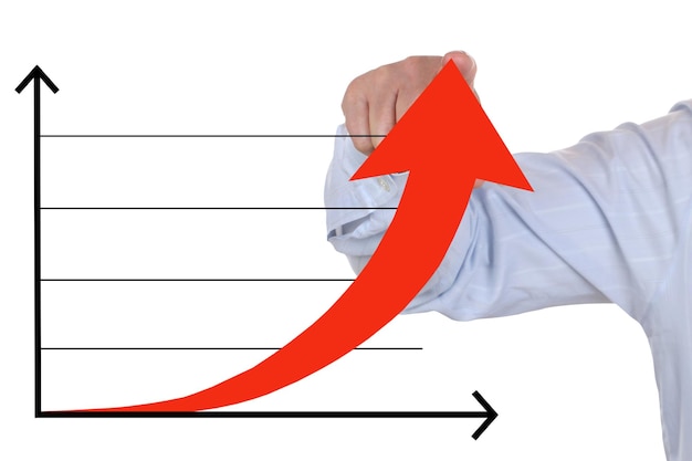 Photo businessman showing a successful rising up business growth chart