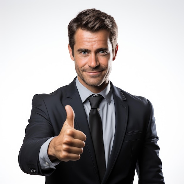 Businessman showing thumb up Isolated on white background