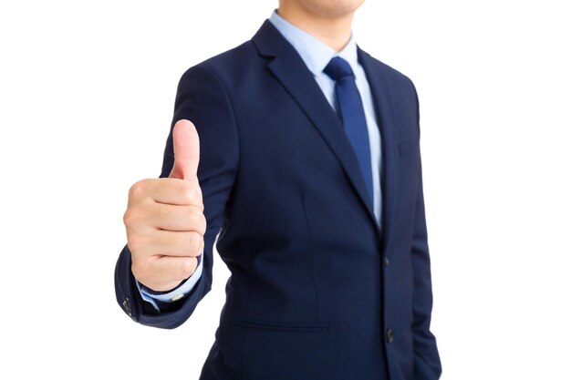 Businessman showing thumb up