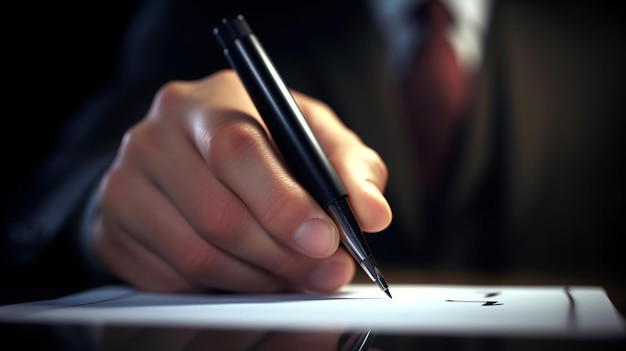 Businessman signing a contract with a pen closeup