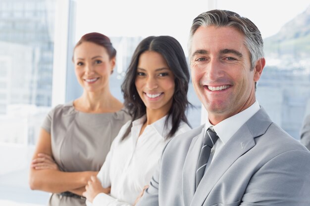 Businessman smiling while at work